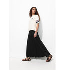 Jupe Midi Évasée Femme - Noir Uni Fonce
