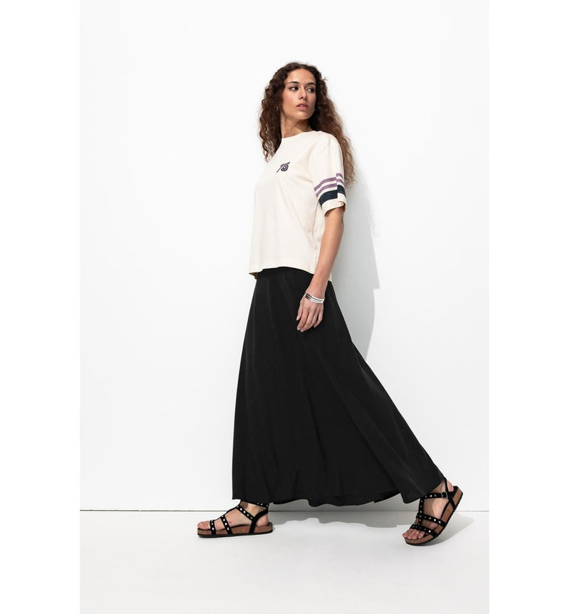Jupe Midi Évasée Femme - Noir Uni Fonce