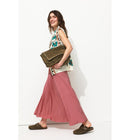 Jupe Midi Évasée Femme - Rose Uni Colore
