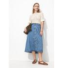 Jupe Midi en Lyocell Femme - Jeans Uni Clair