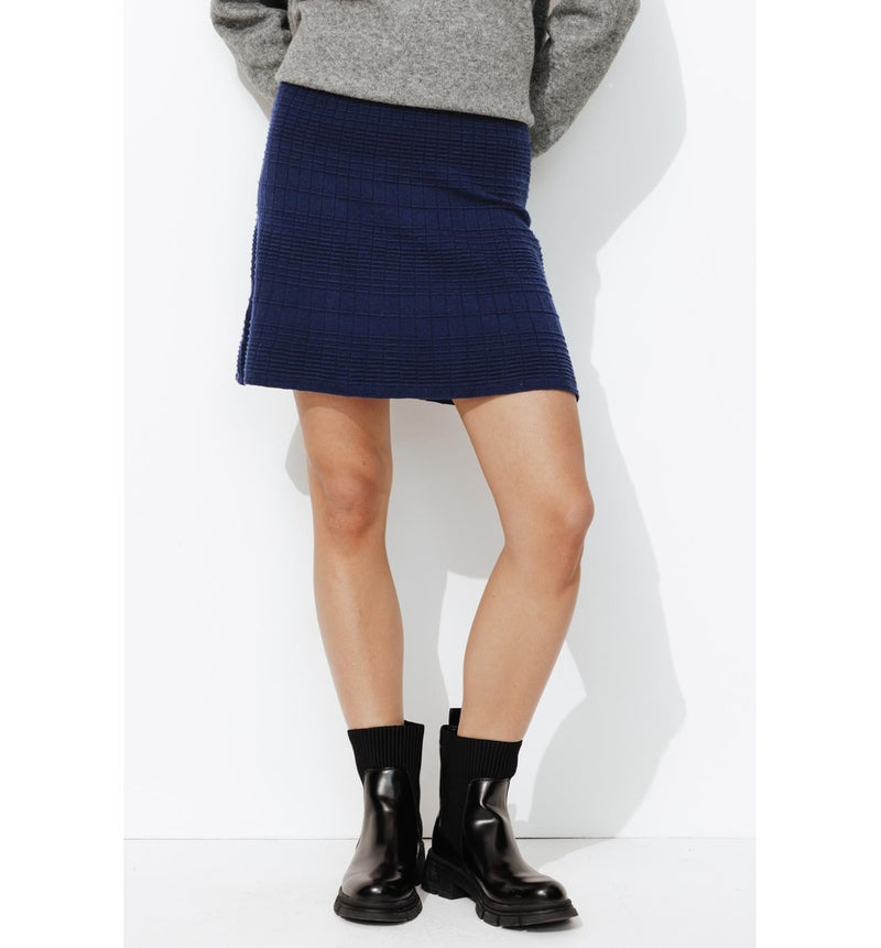 Jupe Courte en Tricot Femme - Bleu Uni Fonce