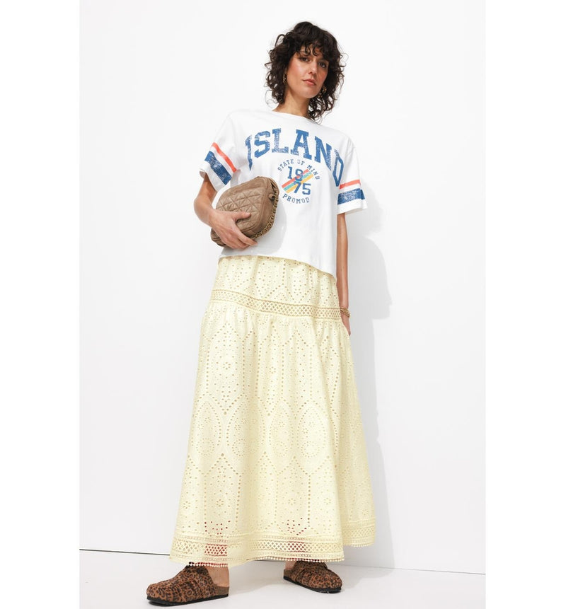Jupe Jupon Broderie Anglaise - Naturel Uni Clair