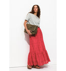 Jupe Longue Broderie Anglaise - Rouge Uni Colore