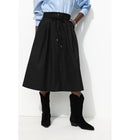 Jupe Midi Unie et Évasée Femme - Noir Uni Fonce