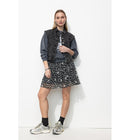 Jupe Courte Smockée Femme - Noir Imprime