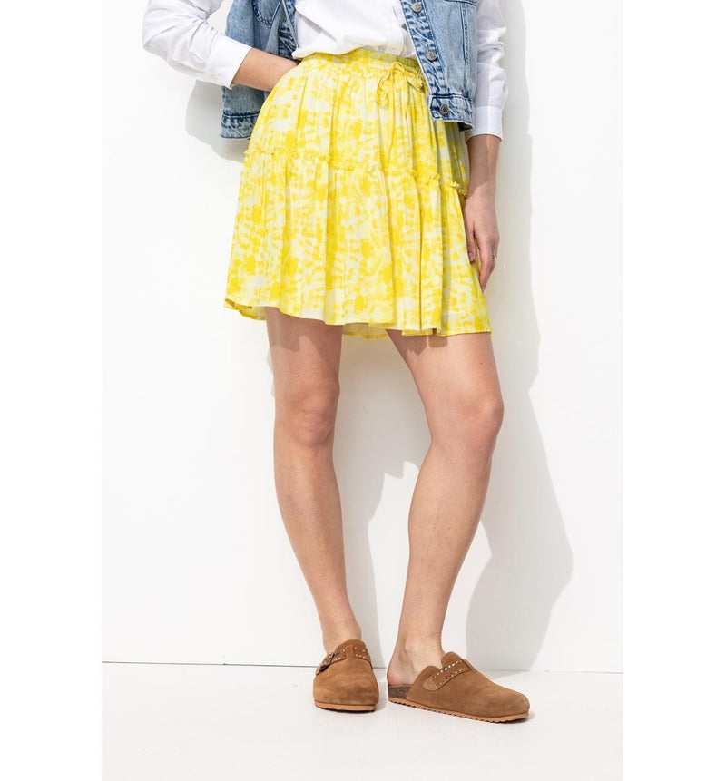 Jupe Courte Imprimée Femme - Jaune Imprime