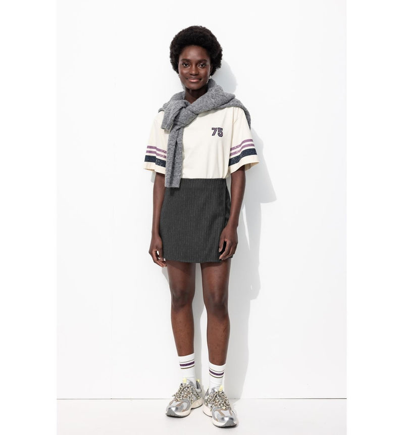 Jupe-short Rayée Femme - Gris Raye