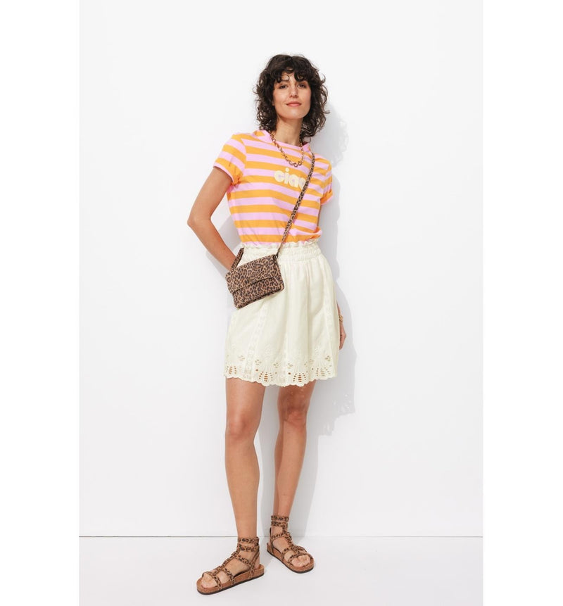 Jupe Courte Broderie Anglaise - Naturel Uni Clair
