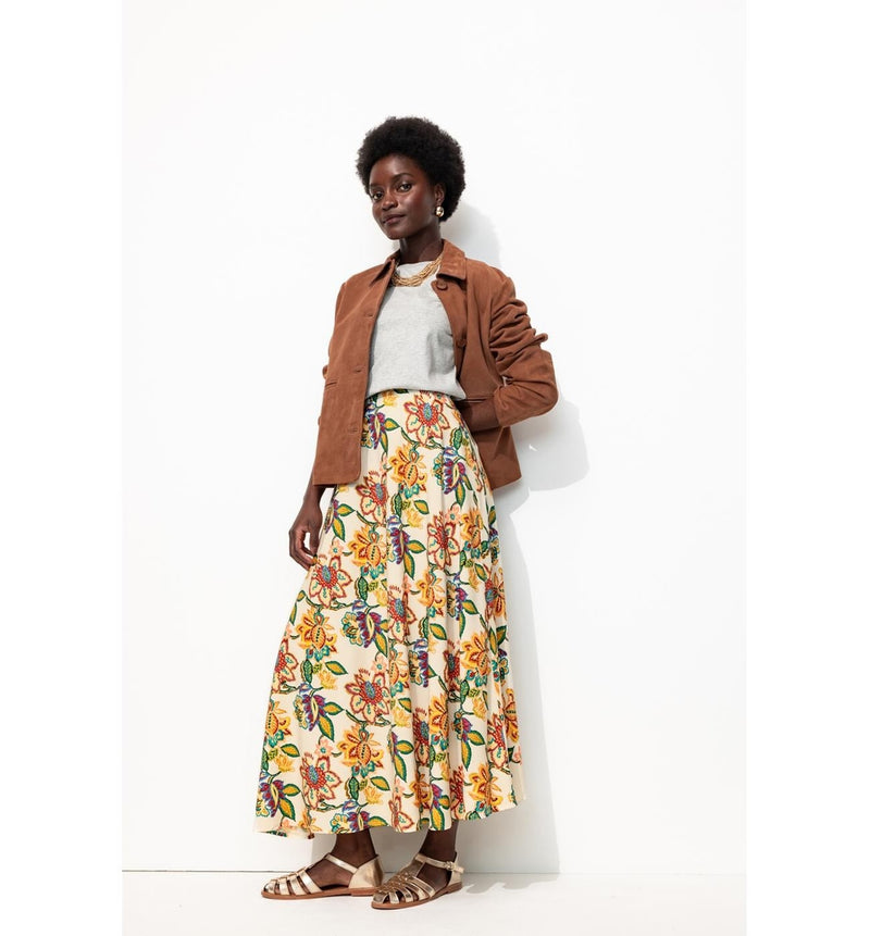 Jupe Longue Imprimée Femme - Naturel Imprime