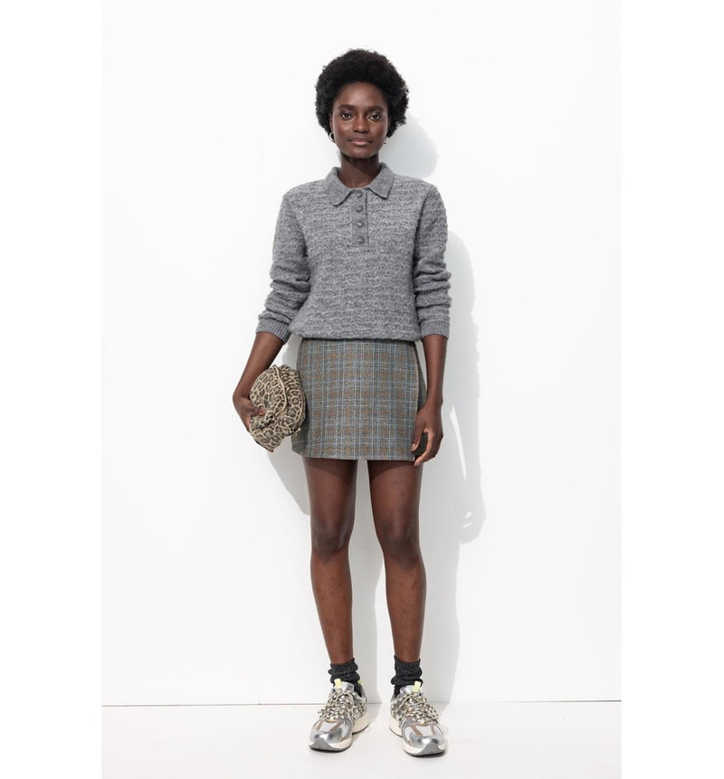 Jupe-short à Carreaux Femme - Gris Carreaux