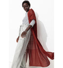Long Gilet Ajouré Pailleté - Marron Uni Clair