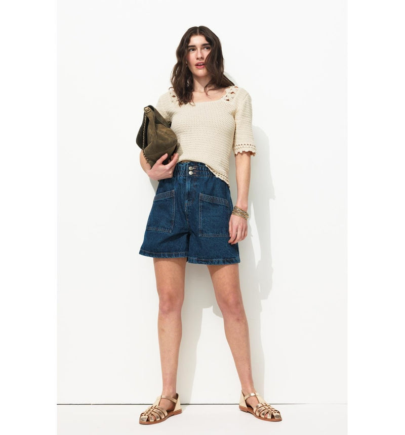 Pull en Crochet Femme - Naturel Uni Clair