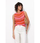 Pull au Crochet Bicolore Femme - Multicolore Raye
