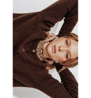 Cardigan Boutonné Femme - Marron Uni Fonce