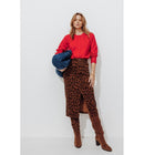 Cardigan Boutonné Femme - Rouge Uni Colore