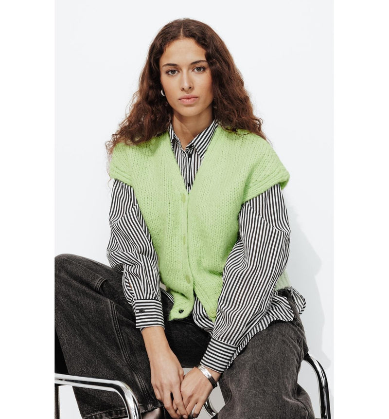 Cardigan sans Manches Femme - Vert Uni Colore