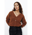 Cardigan Torsadé Femme - Marron Uni Fonce