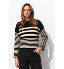 Pull Côtelé Marinière Femme - Noir Raye