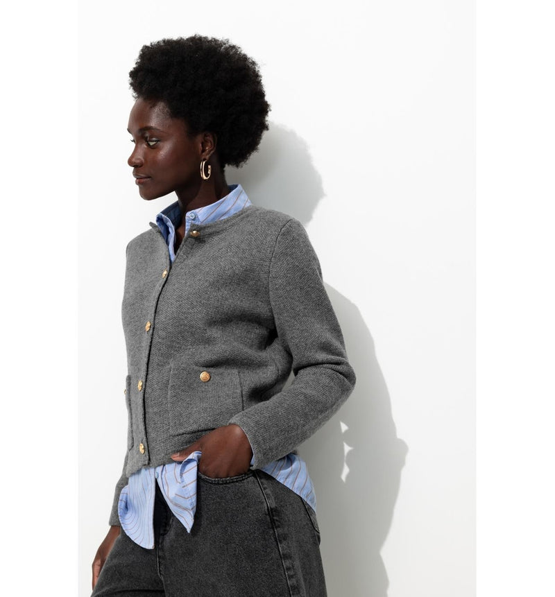 Cardigan Style Mademoiselle - Gris Uni Fonce