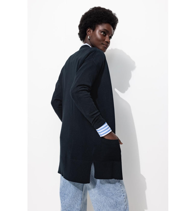 Long Gilet Fin Éco-conçu - Bleu Uni Fonce