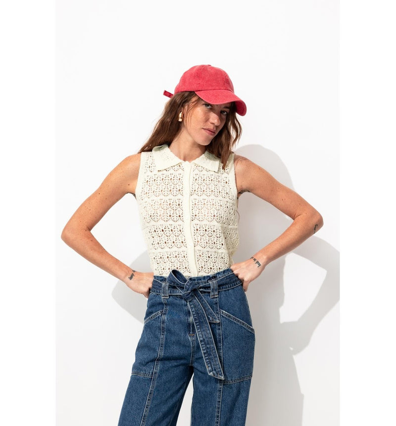 Gilet sans Manches Femme - Naturel Uni Clair