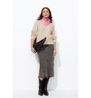 Pull Côtelé Boutonné Femme - Naturel Uni Clair