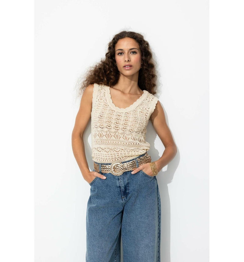 Pull au Crochet Recto/verso - Naturel Uni Clair