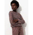 Pull Torsadé en Coton Femme - Violet Uni Colore