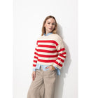 Pull Marin Rayé Femme - Rouge Raye