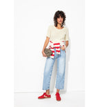 Pull Cropped Manches Courtes - Naturel Uni Clair