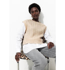 Pull Torsadé Effet 2 en 1 - Naturel Uni Clair
