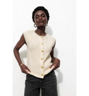 Cardigan sans Manches Femme - Naturel Uni Clair