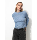 Pull Ajouré Effet Superposé - Bleu Uni Colore
