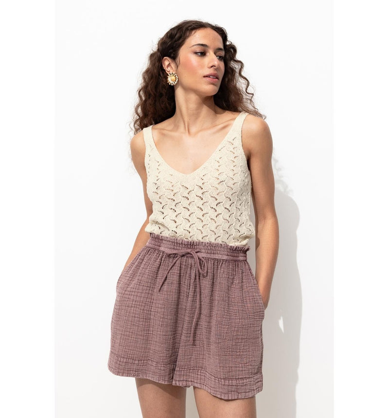 Débardeur Éco-conçu en Crochet - Naturel Uni Clair