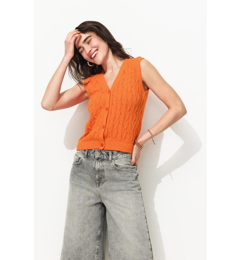 Gilet Torsadé sans Manches - Multicolore Raye