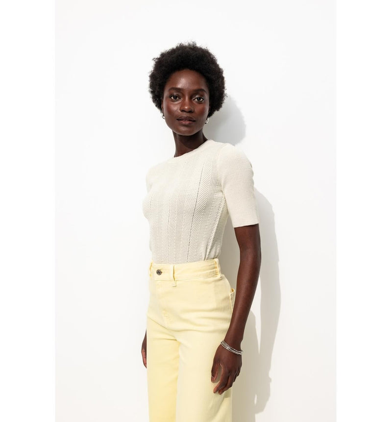 Pull Manches Courtes - Naturel Uni Clair