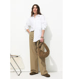 Billy Pantalon Large Femme - Vert Raye