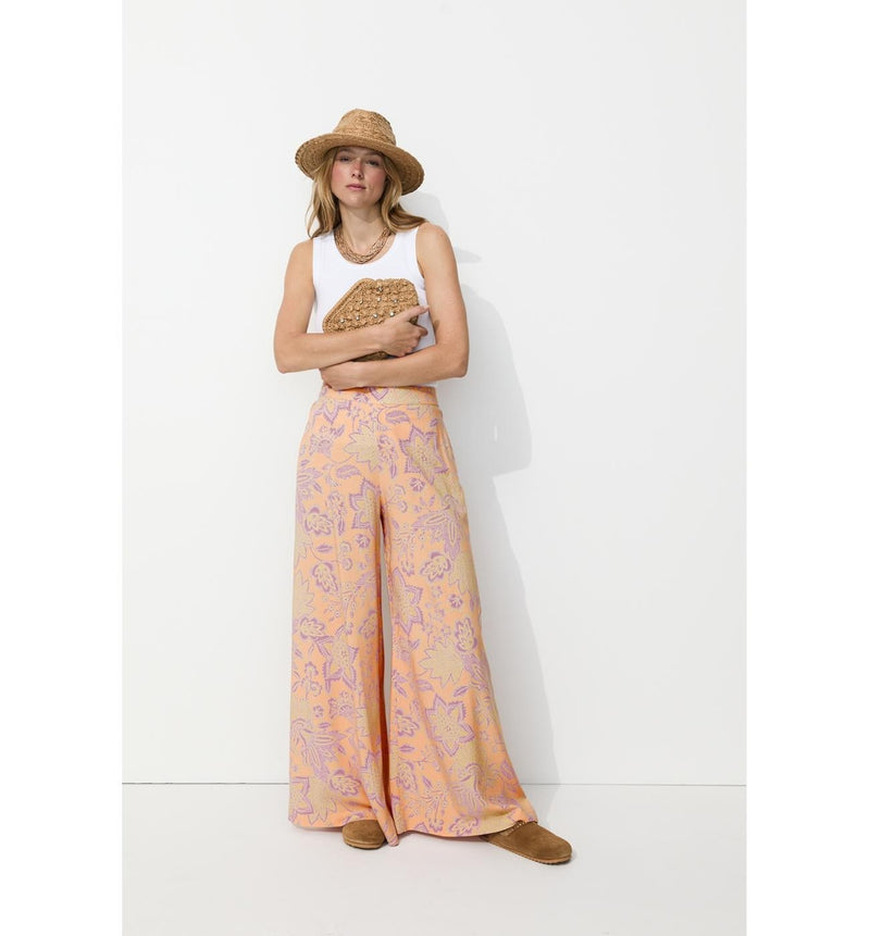 Pantalon Large Imprimé Femme - Rose Imprime