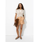 Short Uni en Toile Femme - Rose Uni Colore