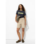 Mujer Shorts de lona unicolor Color liso claro Naturaleza