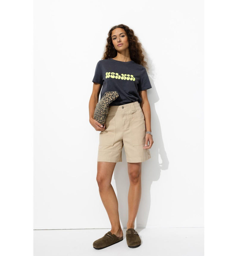 Short Uni en Toile Femme - Naturel Uni Clair