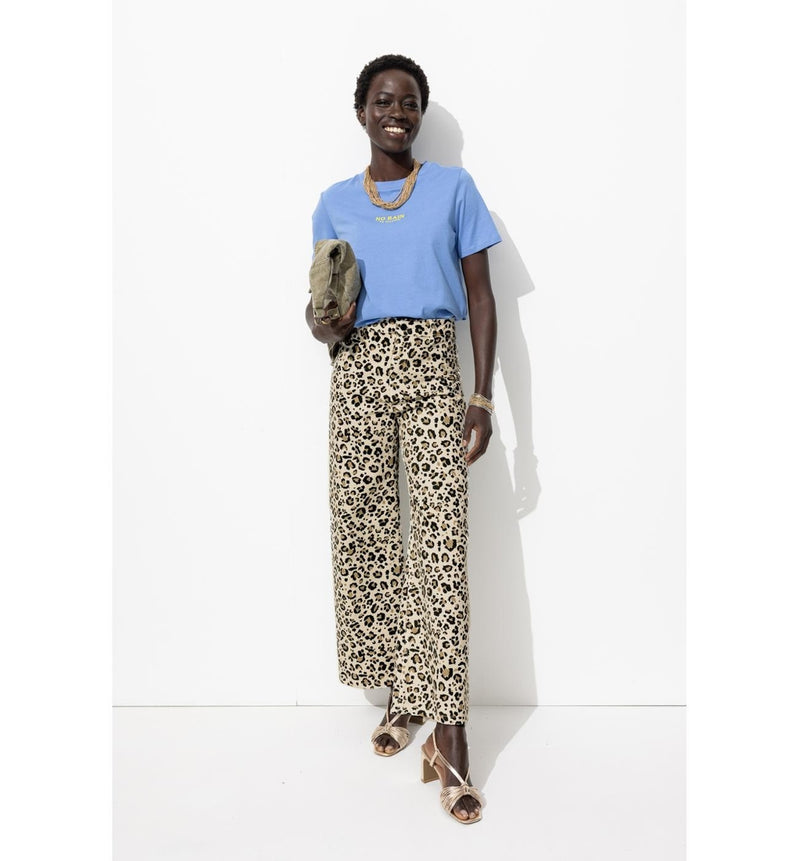 Pantalon Large Léopard Femme - Naturel Imprime