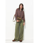 Pantalon Large et Fluide Femme - Kaki Uni Fonce
