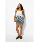 Short Rayé à Boutons Apparents - Bleu Raye
