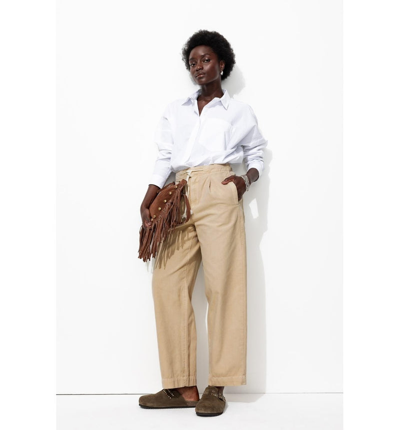 Pantalon Balloon en Toile - Naturel Uni Clair