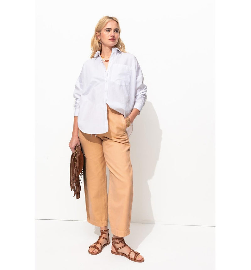 Pantalon Balloon en Toile - Rose Uni Colore