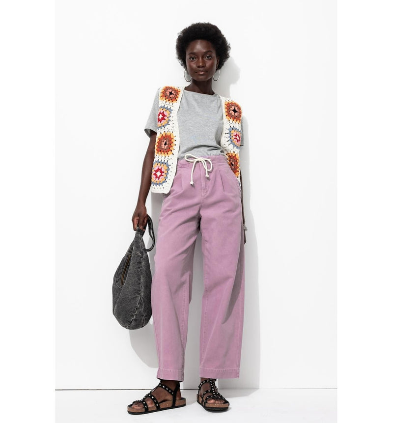 Pantalon Balloon en Toile - Violet Uni Colore