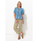 Pantalon Court Rayé Femme - Kaki Raye