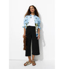 Pantalon Large et Court Femme - Noir Uni Fonce