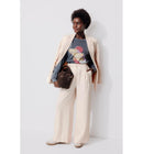 Pantalon de Tailleur Large - Naturel Uni Clair